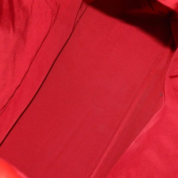 CHANEL Matelasse Chain Tote Bag Lamb Skin Red Silver CC Auth 120921 - Picture 10 of 16